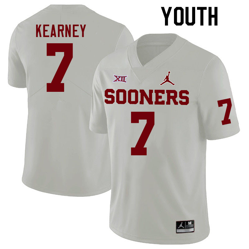 Youth #7 Zion Kearney Oklahoma Sooners College Football Jerseys Stitched-White